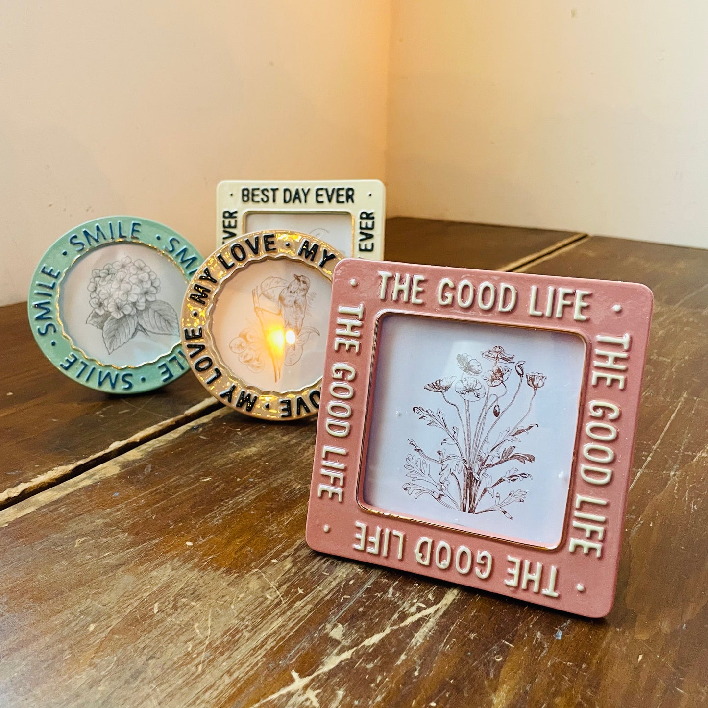 Colorful Embossed Saying Photo Frame