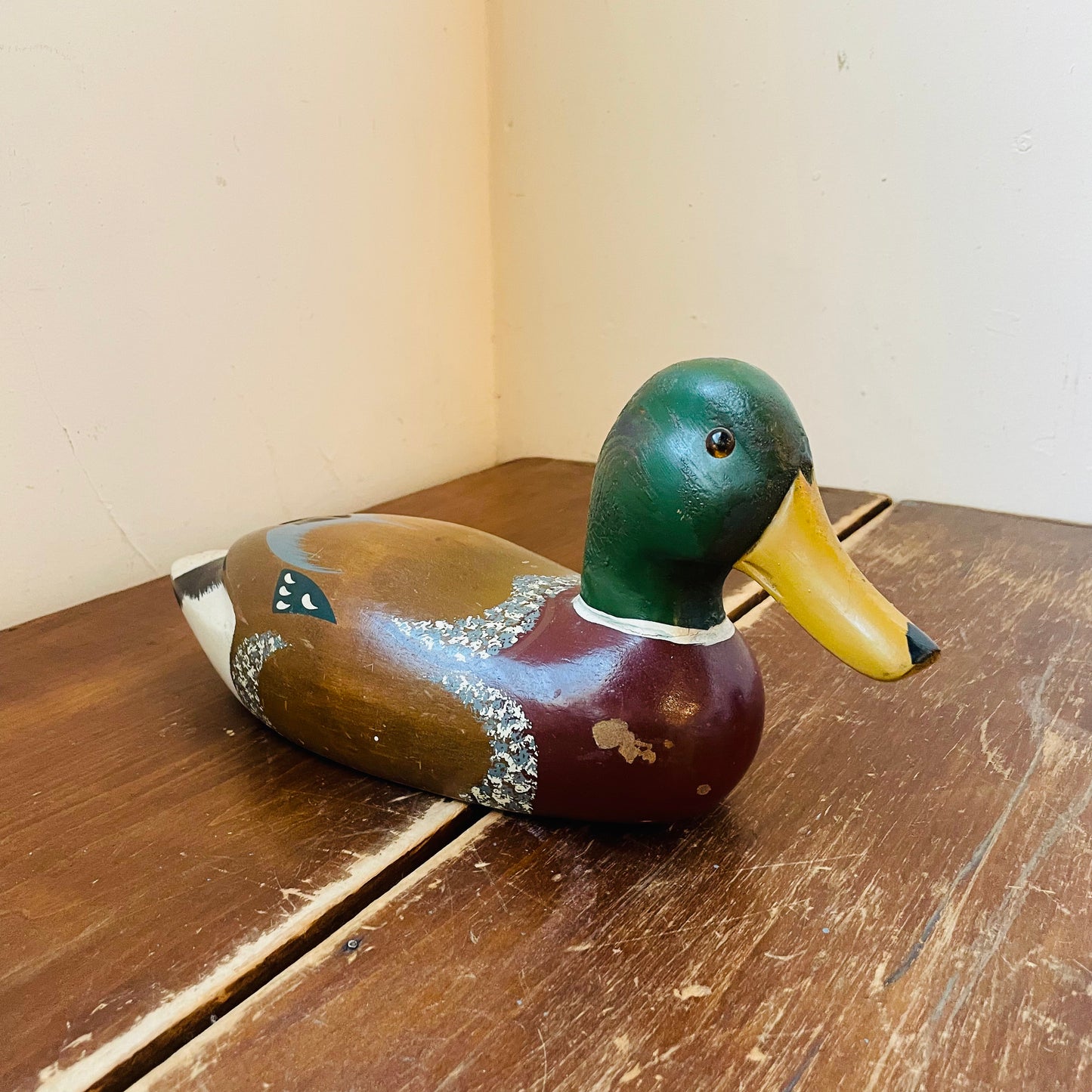 Mallard Drake Wooden & Hand-Painted Decoy- Vintage