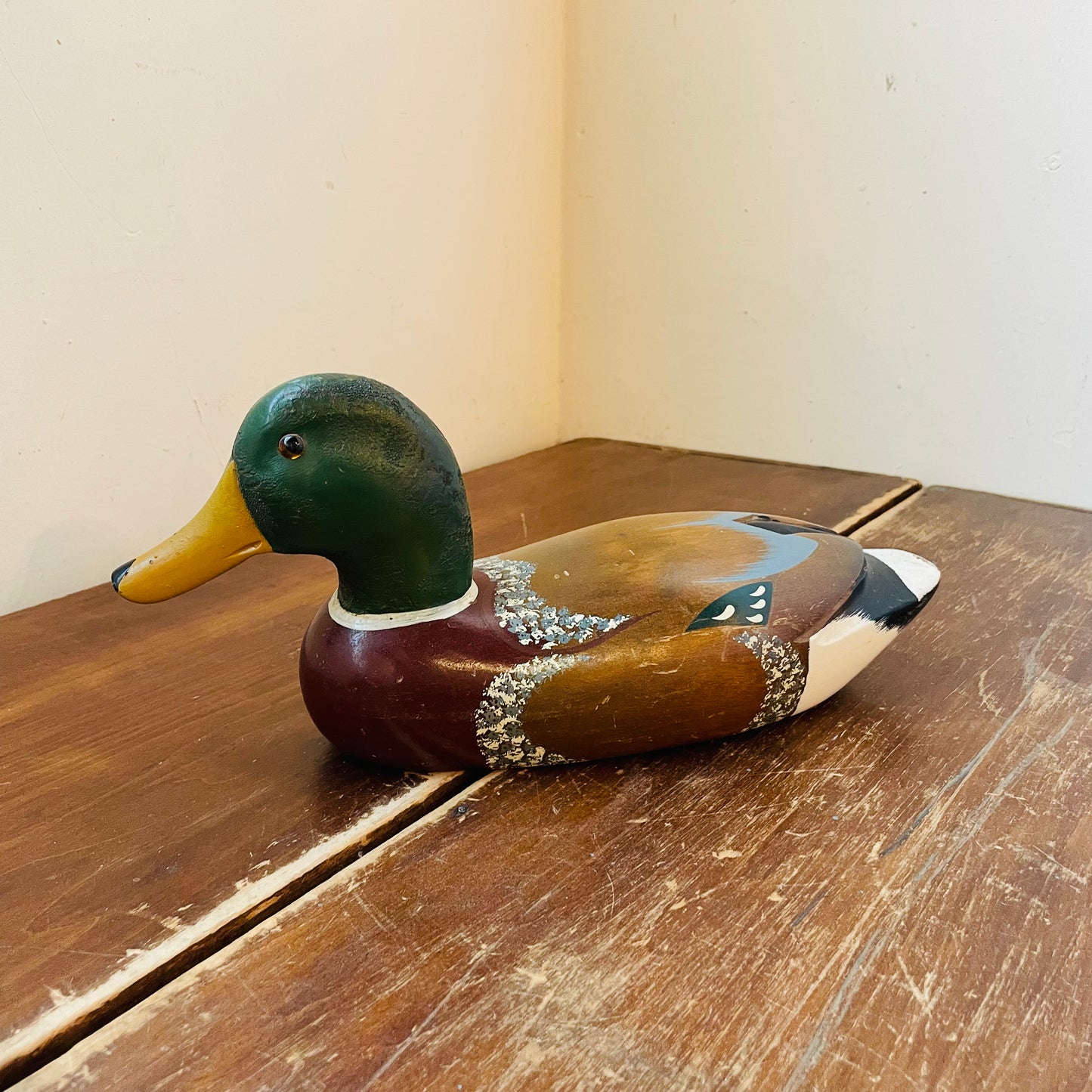 Mallard Drake Wooden & Hand-Painted Decoy- Vintage