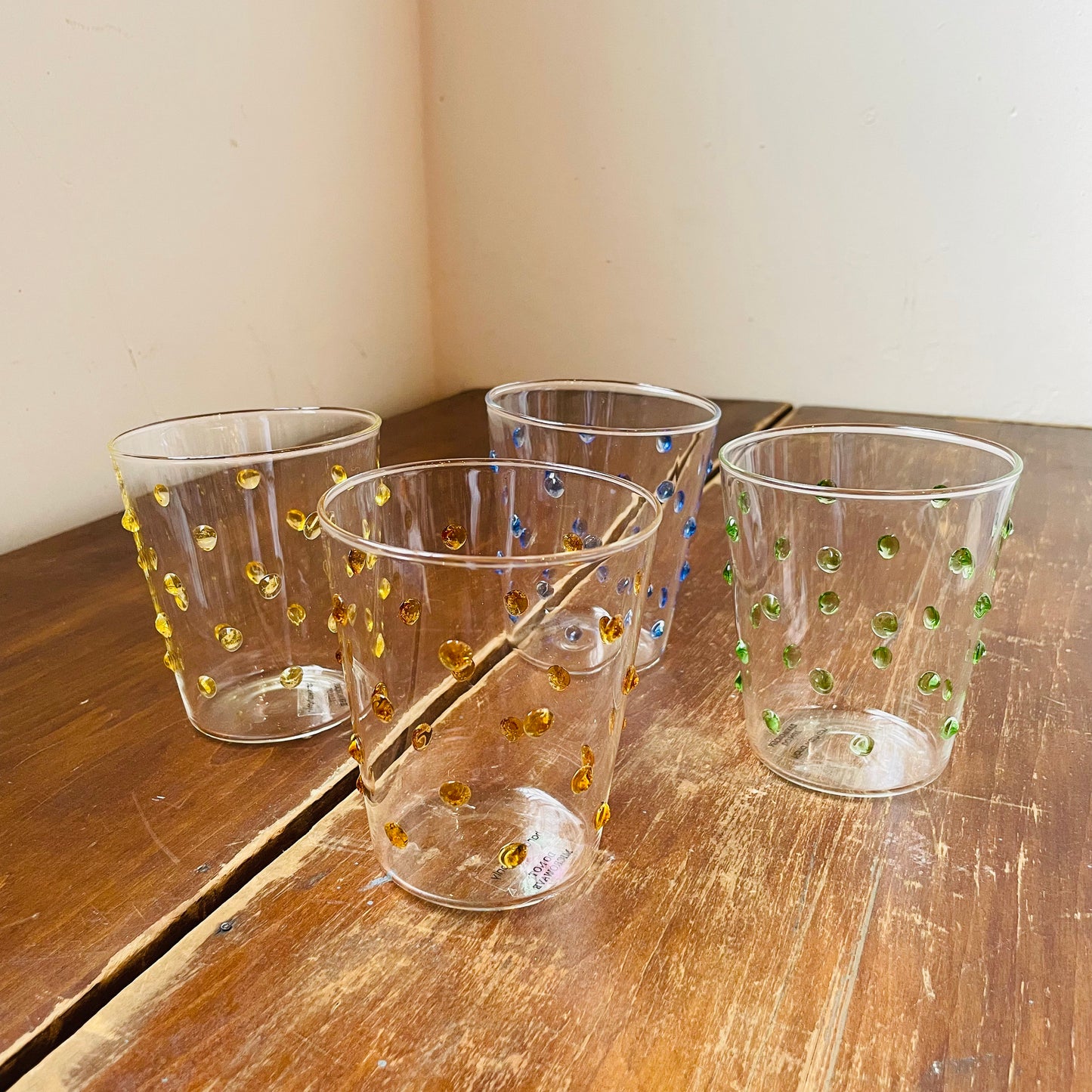 Raised Colorful Dotted Drinking Glasses- Set of 4