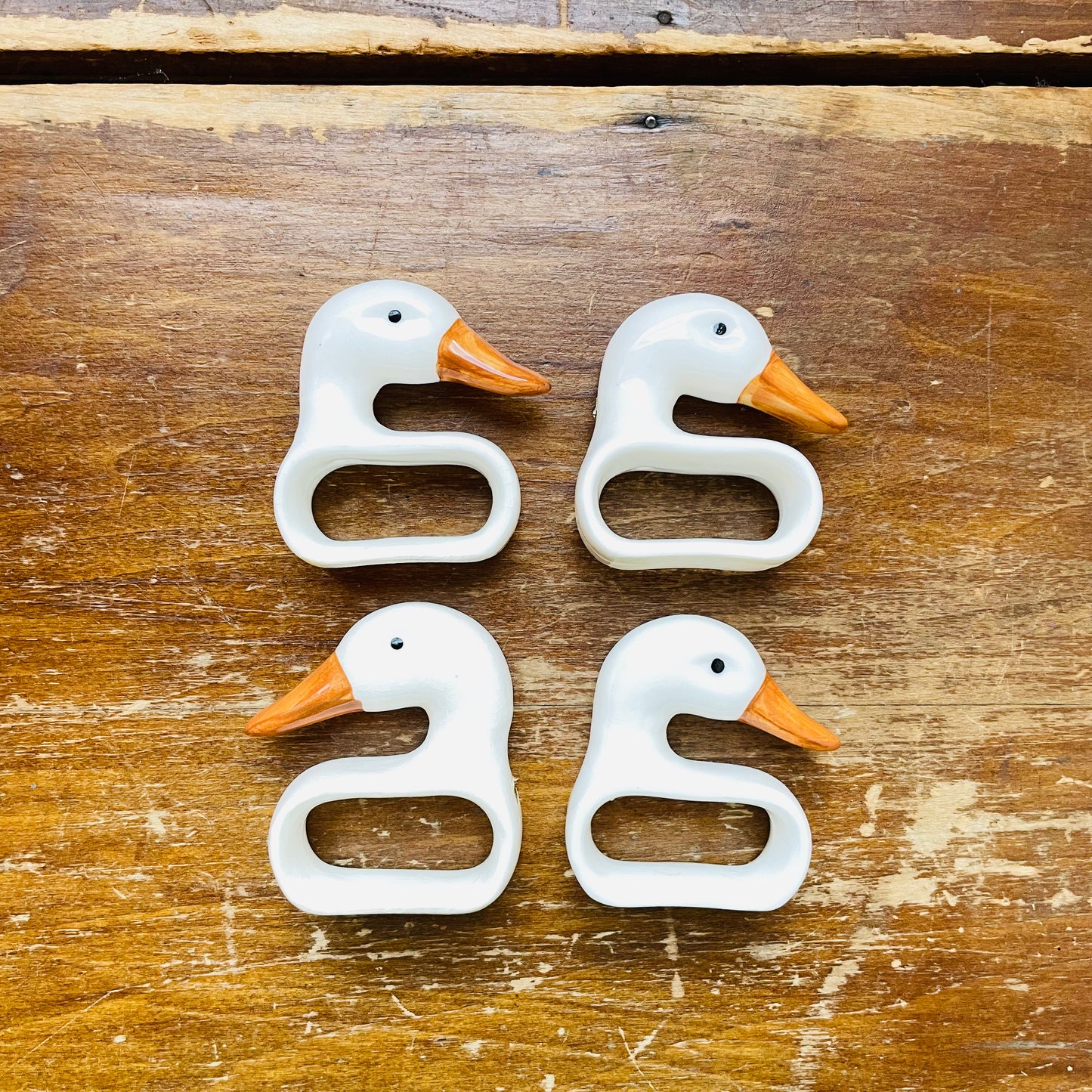 Set of 4 Peking Duck Head Napkin Rings- Vintage