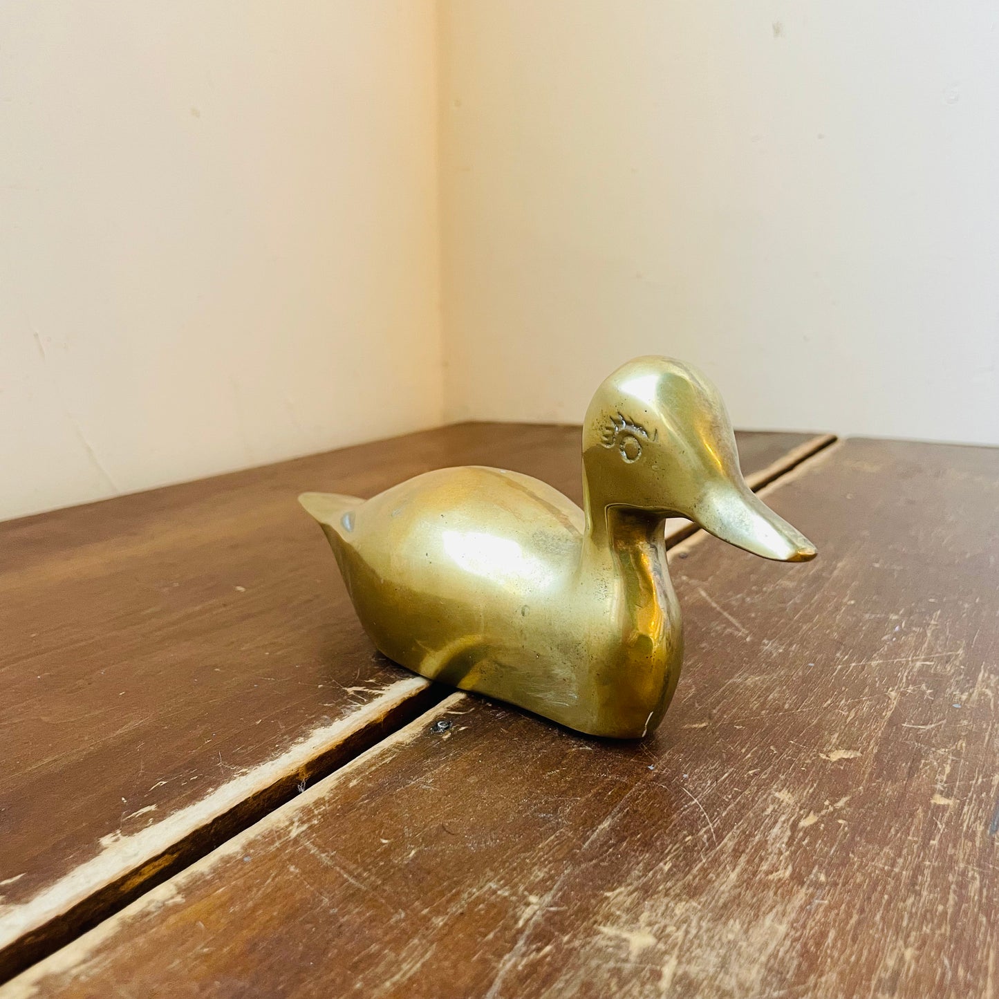Solid Brass Duck Figurine- Vintage