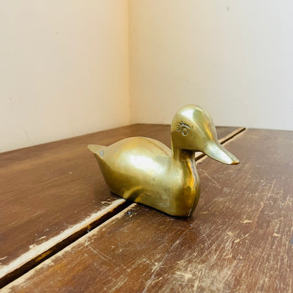 Solid Brass Duck Figurine- Vintage