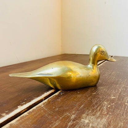 Solid Brass Duck Figurine- Vintage
