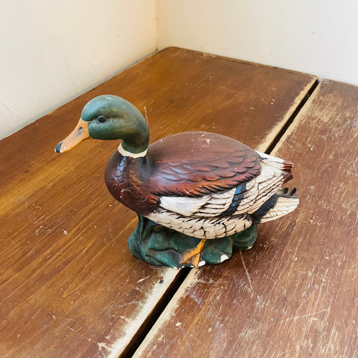 Hand-painted & Signed Ceramic Mallard Duck- Vintage