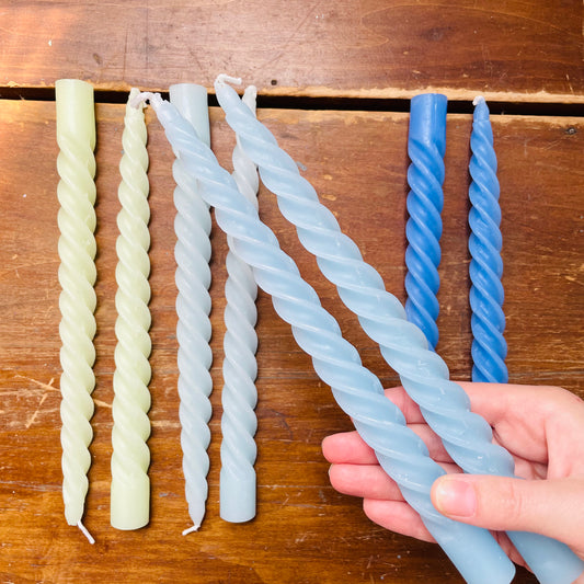 Sky Blue Set of Twist Taper Candles