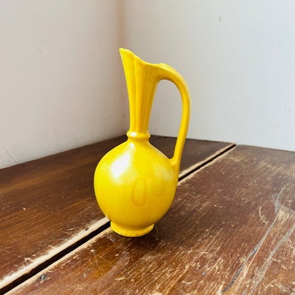 Hand-painted Yellow Fluted Handled Vase- Vintage