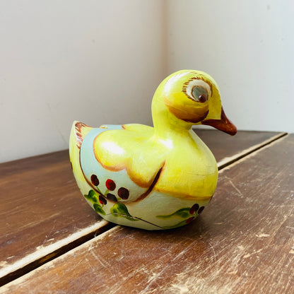 Hand Thrown & Painted Folk Styled Yellow Duck- Vintage