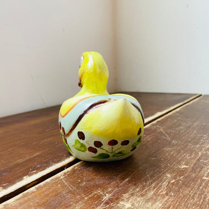 Hand Thrown & Painted Folk Styled Yellow Duck- Vintage