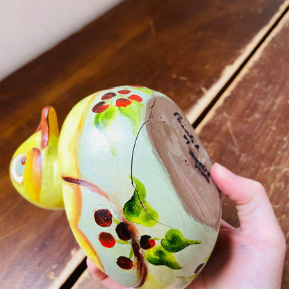 Hand Thrown & Painted Folk Styled Yellow Duck- Vintage