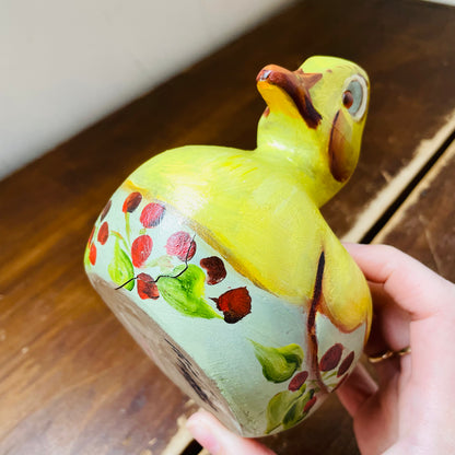 Hand Thrown & Painted Folk Styled Yellow Duck- Vintage