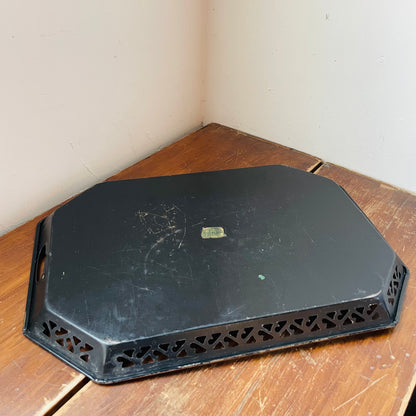 Nashco Hand-painted Black Tray- Vintage