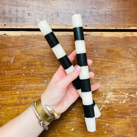 Flaire Black Striped Taper Candle