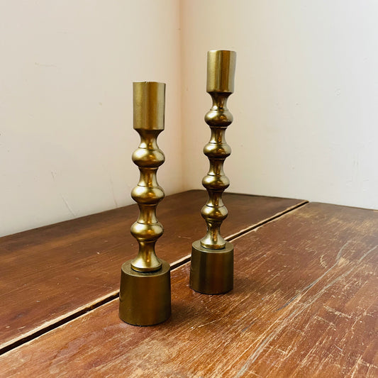 Cast Aluminum Taper Candle Holders- Set of 2