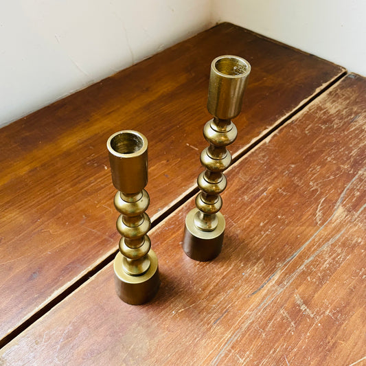 Cast Aluminum Taper Candle Holders- Set of 2