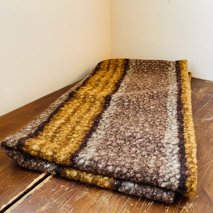 Faux Sherpa Striped Brown, Black & Yellow Throw