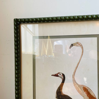 Waterbirds Reproduction Print in Green Bobbin Frame
