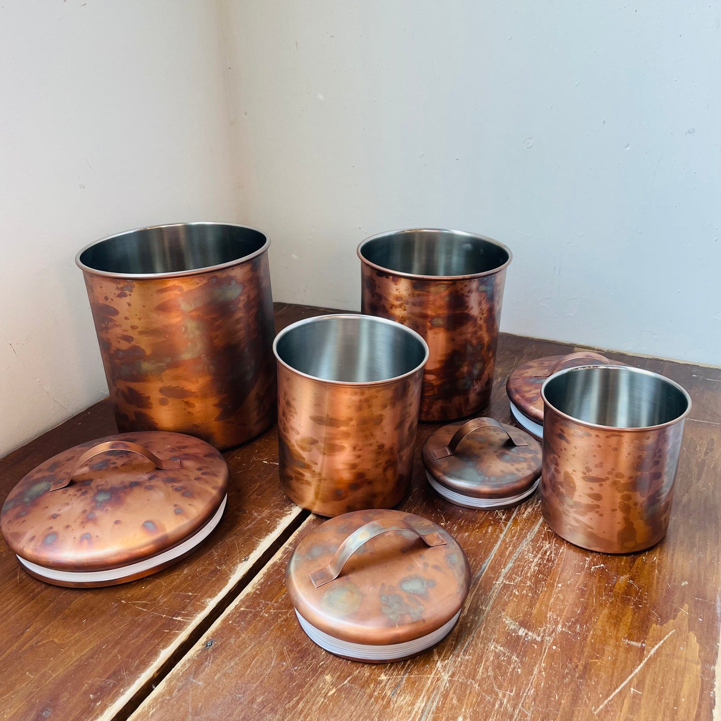Oxidized Copper Finish Canisters