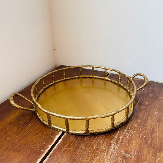 Brass Finish Aluminum Faux Bamboo Tray
