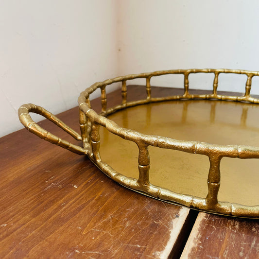 Brass Finish Aluminum Faux Bamboo Tray