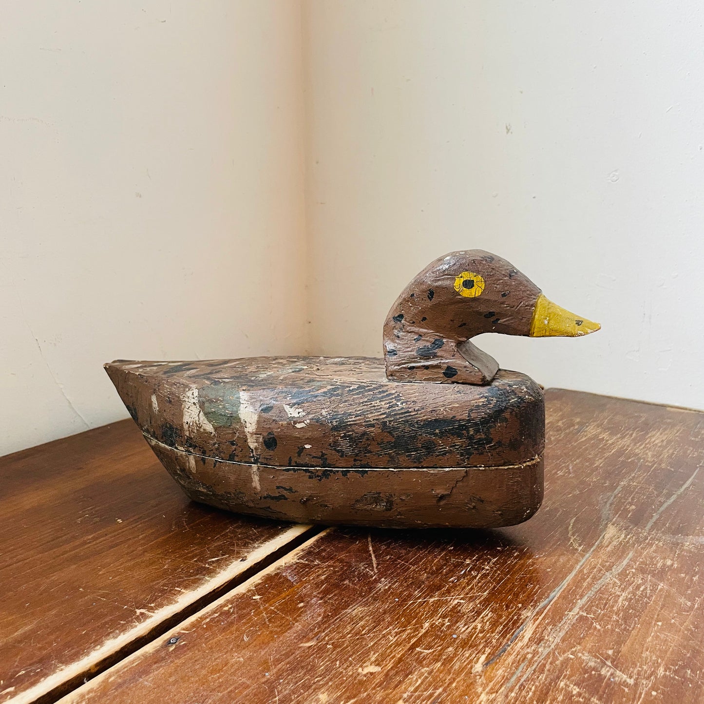 Primitive Hand-painted Carved Wooden Decoy- Vintage