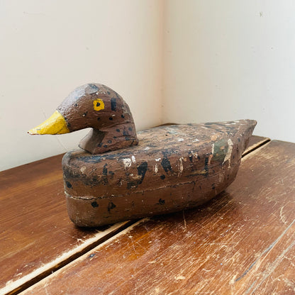 Primitive Hand-painted Carved Wooden Decoy- Vintage