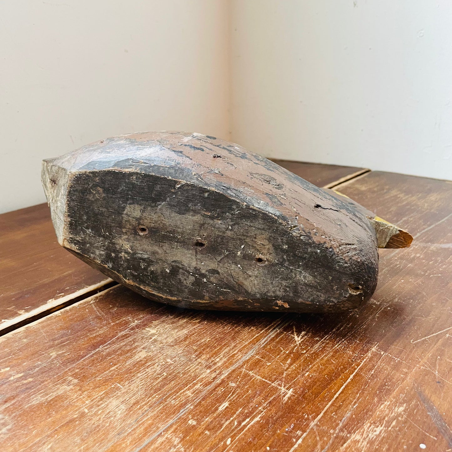 Primitive Hand-painted Carved Wooden Decoy- Vintage