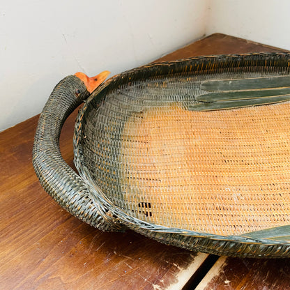 Shanghai Handicrafts Woven Rattan Goose Tray- Vintage