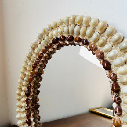 Handcrafted Oval Seashell Mirror- Vintage