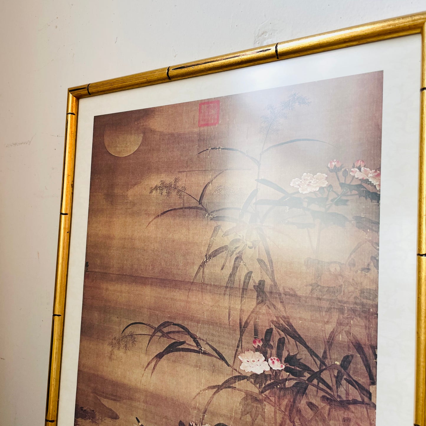 Geese on a Autumn Bank by Lu Ji Chin Framed Print- Vintage
