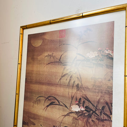 Geese on a Autumn Bank by Lu Ji Chin Framed Print- Vintage