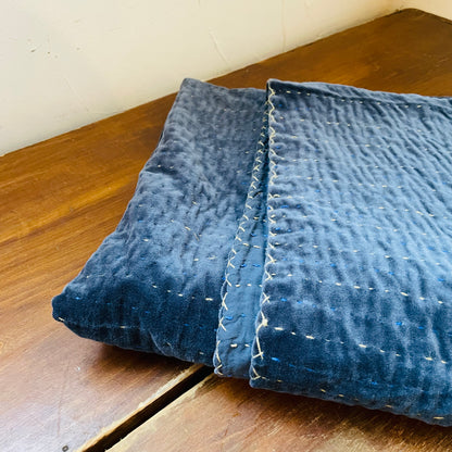 Blue Velvet Kantha Stitch Throw