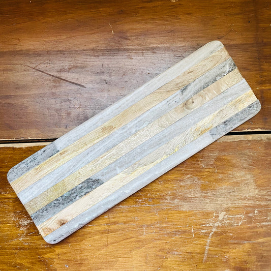 Marble & Mango Wood Striped Cutting Board