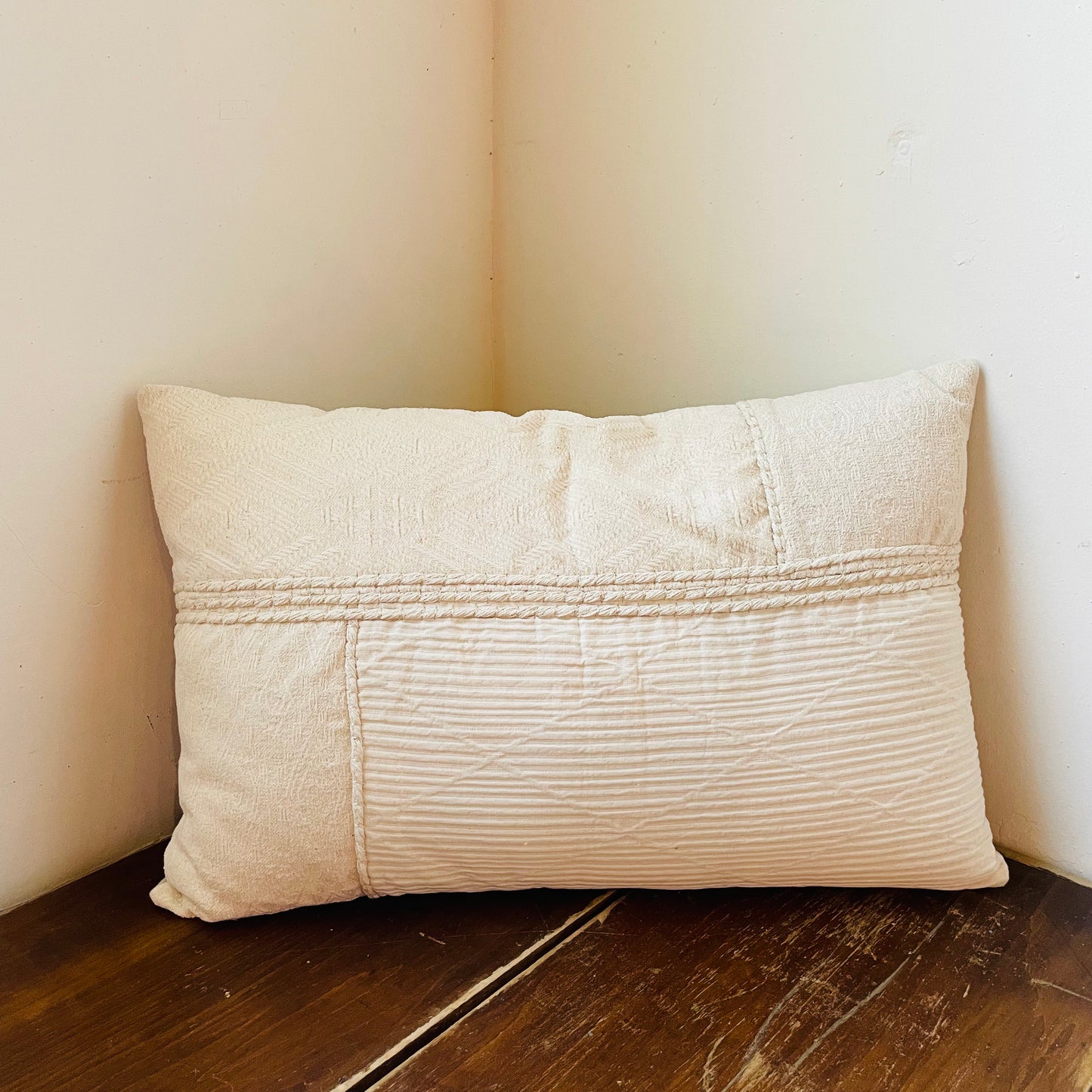 Rope Embroidery & Chambray Backed Pillow