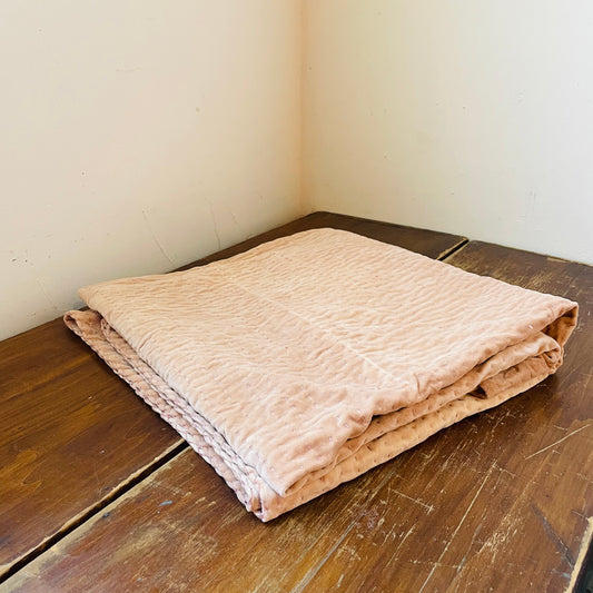 Blush Velvet Kantha Stitch Throw