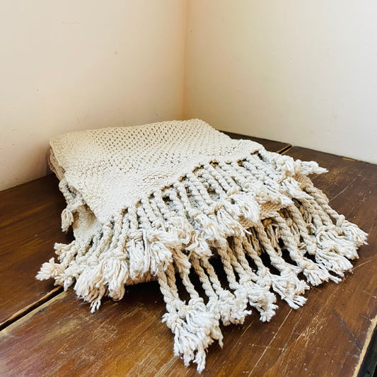 Fringe Knit Cotton Throw