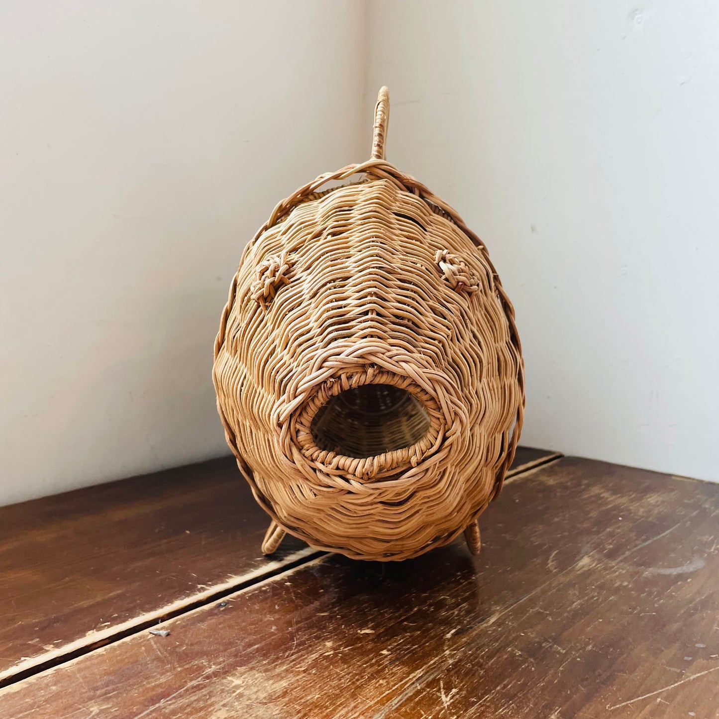 Hand-Woven Rattan & Wire Fish Basket