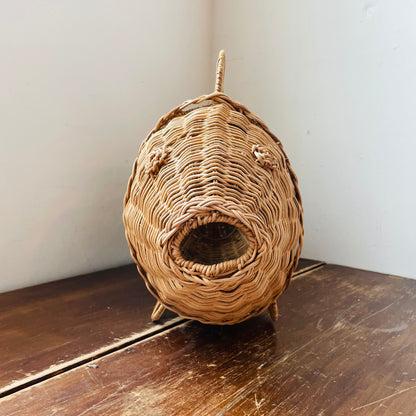 Hand-Woven Rattan & Wire Fish Basket