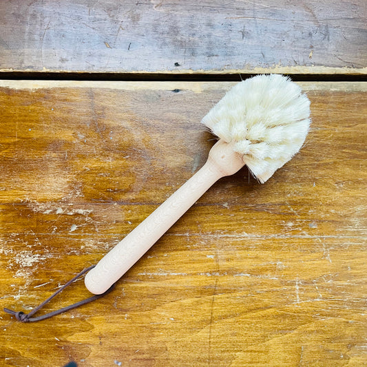Light Beech Wood Dish Brush with Leather Tie