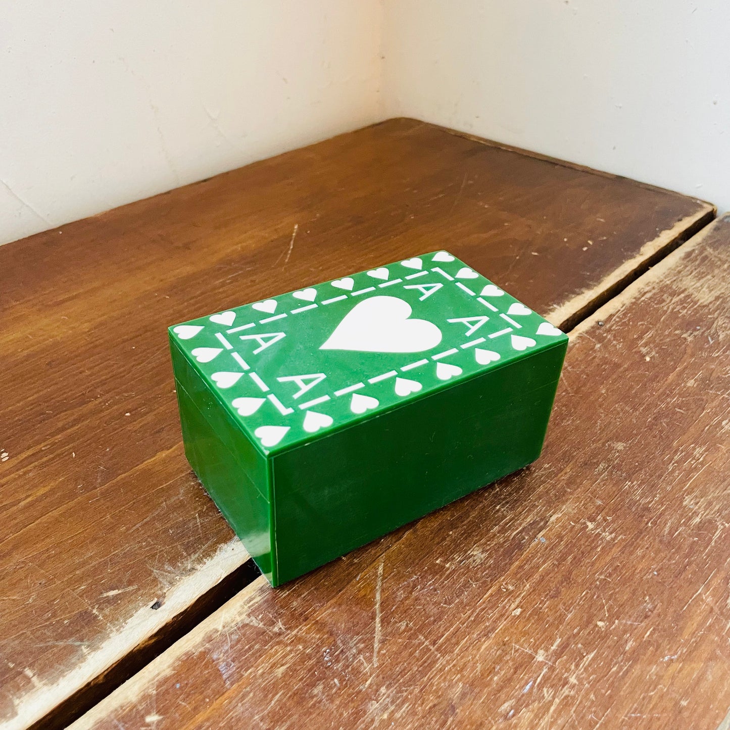 Green Ace of Hearts Playing Card Box