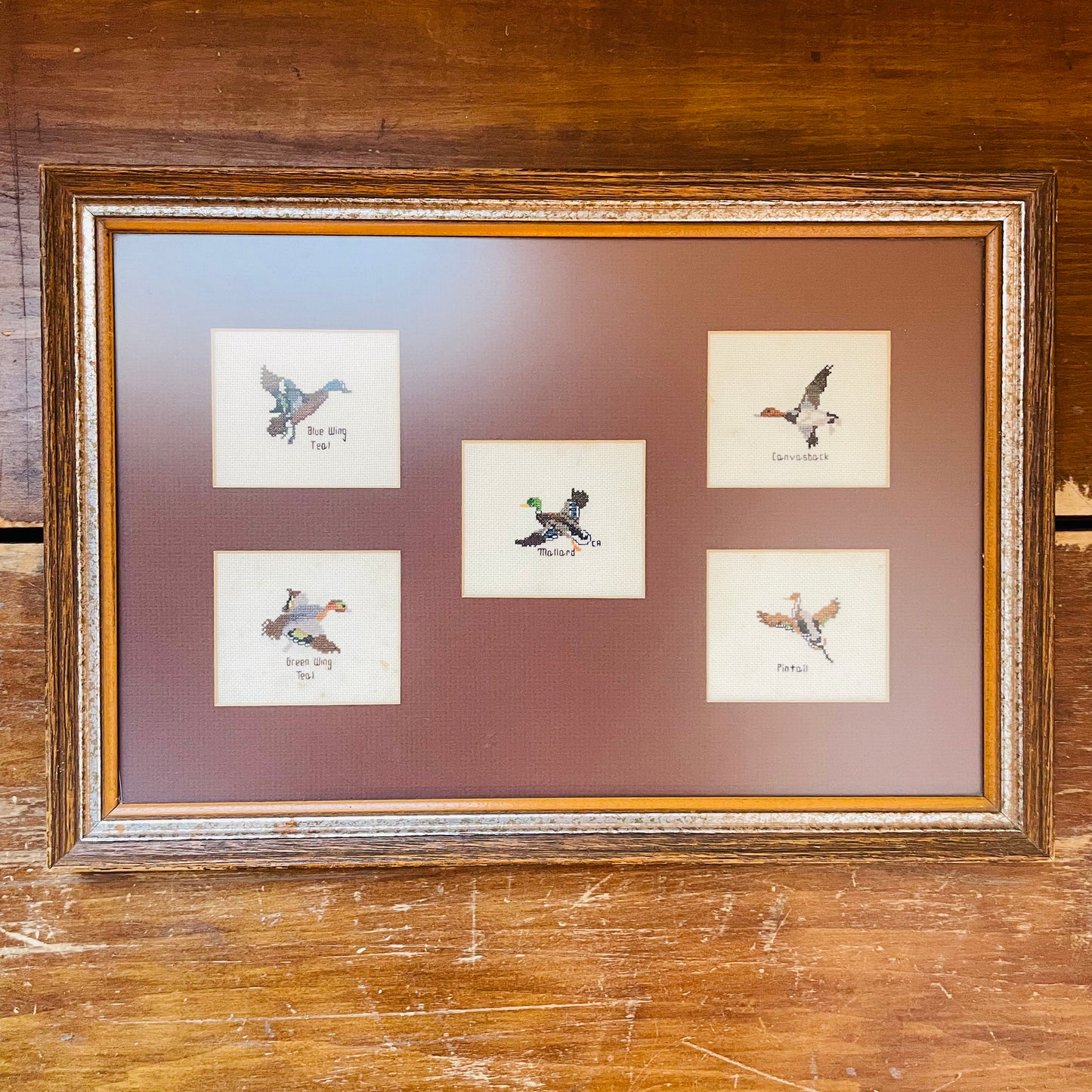 Duck Needlepoint Framed Picture- Vintage