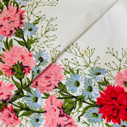 Pink & Blue Carnation Table Cloth- Vintage