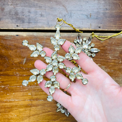 Jeweled Golden Snowflake Ornaments- Set of 3