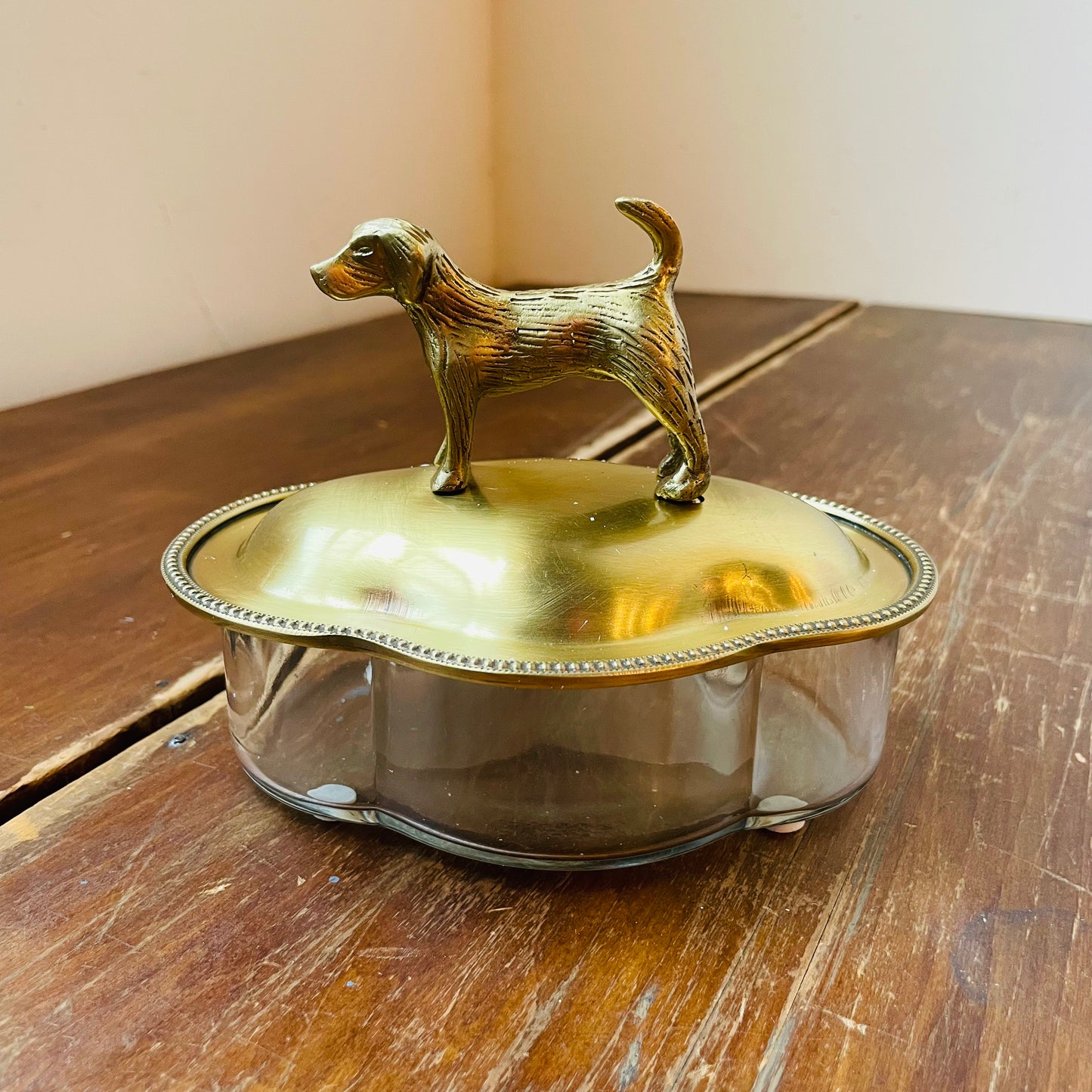 Brass & Glass Dog Dish