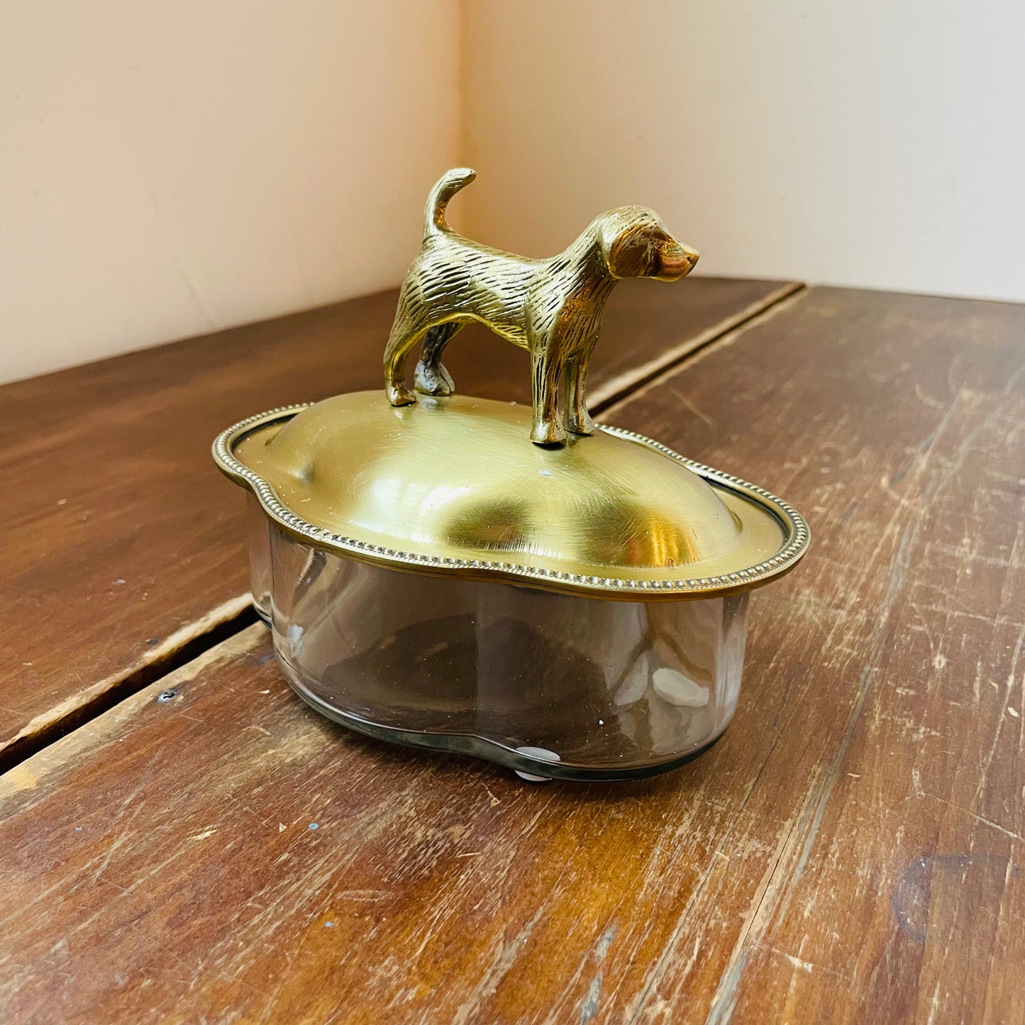 Brass & Glass Dog Dish