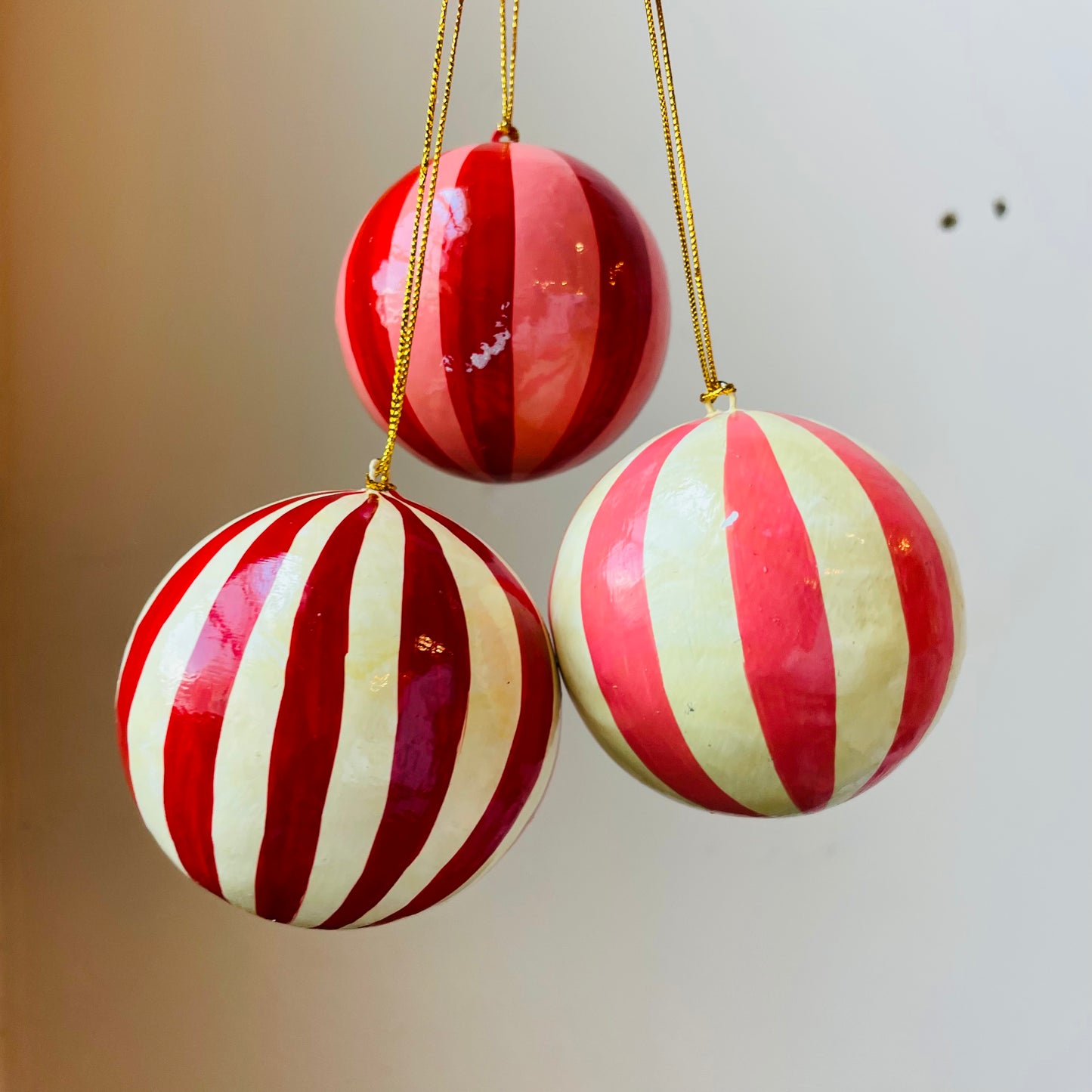 Candy Christmas Striped Ball Ornament with Tassel