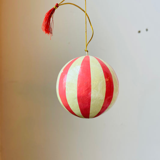 Candy Christmas Striped Ball Ornament with Tassel