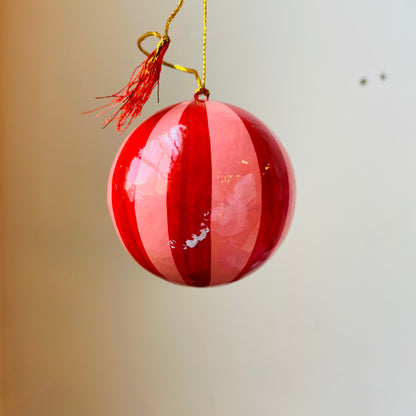 Candy Christmas Striped Ball Ornament with Tassel