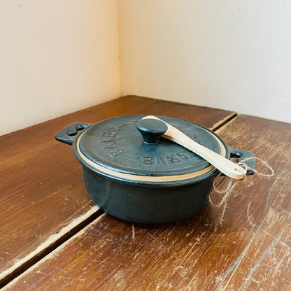 Matte Black Stoneware Brie Baker