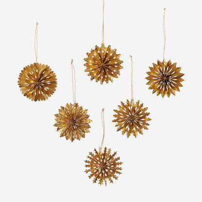 Gold Paper Snowflake Ornaments- Set of 12